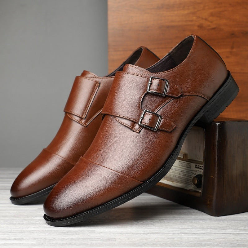 Men's Business Formal Pointed Buckle Leather Shoes