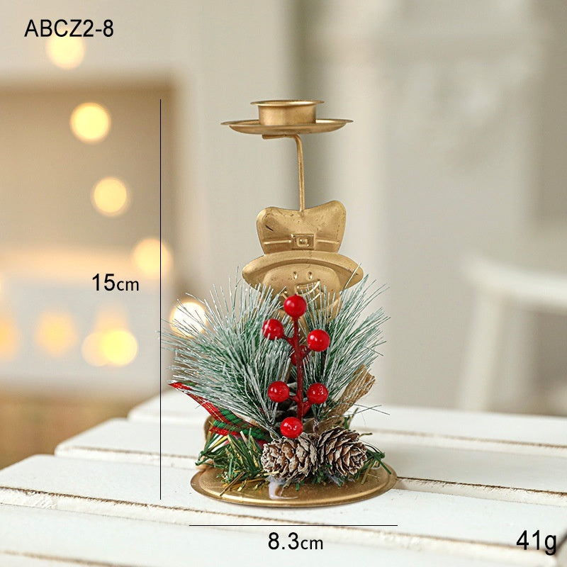 Christmas Candlestick Golden Wrought Iron Window Decoration