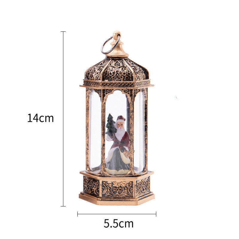 Christmas Decoration Small Oil Lamp Christmas Retro Interior View Hexagonal Lantern