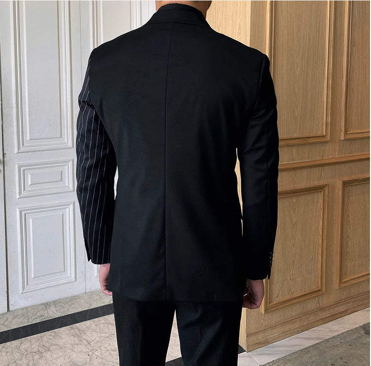 Striped Double Breasted Blazer Men Fashion Tailored Suit