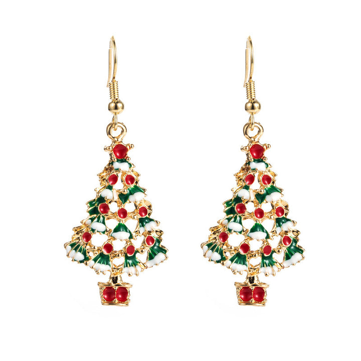 European And American New Christmas Series Asymmetric Christmas Tree Snowflake Earrings