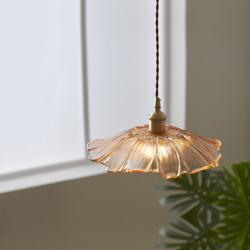 Simple Restaurant And Cafe Brass Glass Chandelier