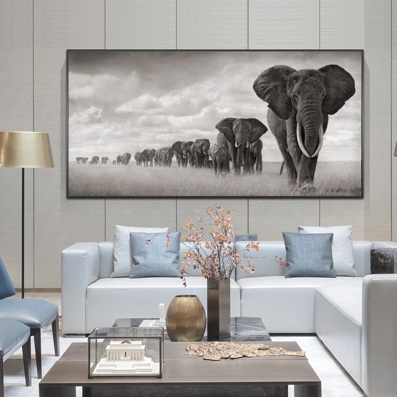 Canvas African Elephant On Wall Poster And Printed African Animal Pictures