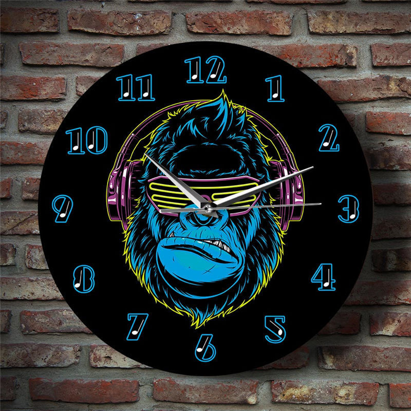 Stylish Gorilla Wear Headphones To Listen To Music Modern Wall Clock DJ Home Decoration Wall Clock