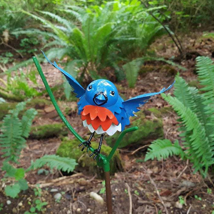 Flat Style Garden Branch Plug-in Decoration Creative Articraft Bird Model Figurine Animal Bird Miniature Home Garden Ornament