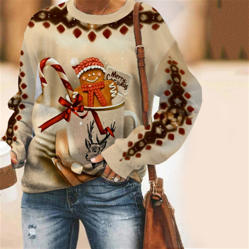 Christmas Snowman Christmas Loose Round Neck Casual Long Sleeve Sweatshirt