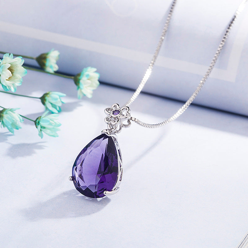 Women's Drop-shaped Amethyst Necklace Jewelry Gift