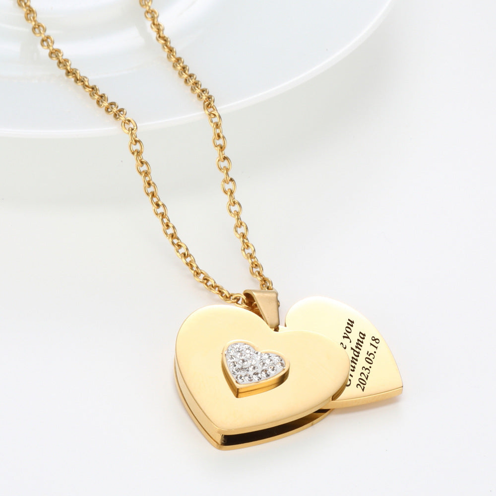 Best Friend Gift Peach Heart Combination Necklace