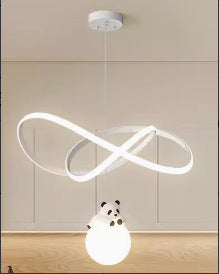 Cream Style Cartoon Panda Bedroom Pendant Light