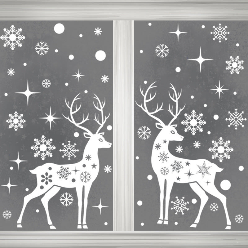 Christmas Decoration Elk Static Sticker White Snowflake Stickers Christmas Window