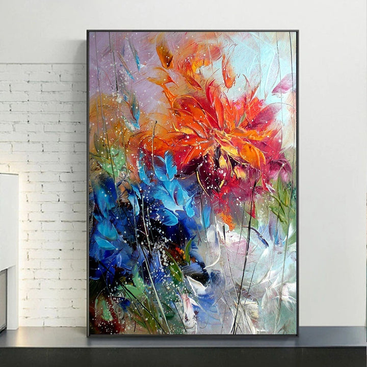 Abstract Watercolor Blue Organge Flower Canvas Canvas Painting Wall Posters And Printing Pictures Art Home Room Decoration