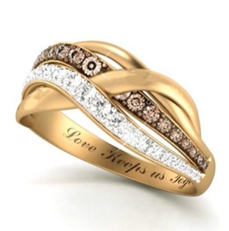 Romantic Fashion Letter Ring Diamond Engagement Gift