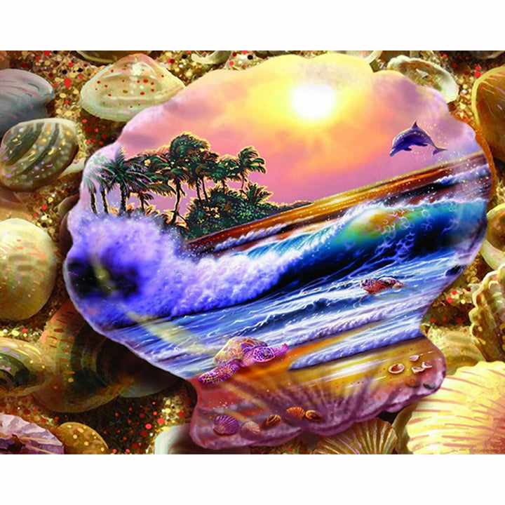 Sunset Cross Stitch Diamond Painting Round Rhinestones Home Decor Gift