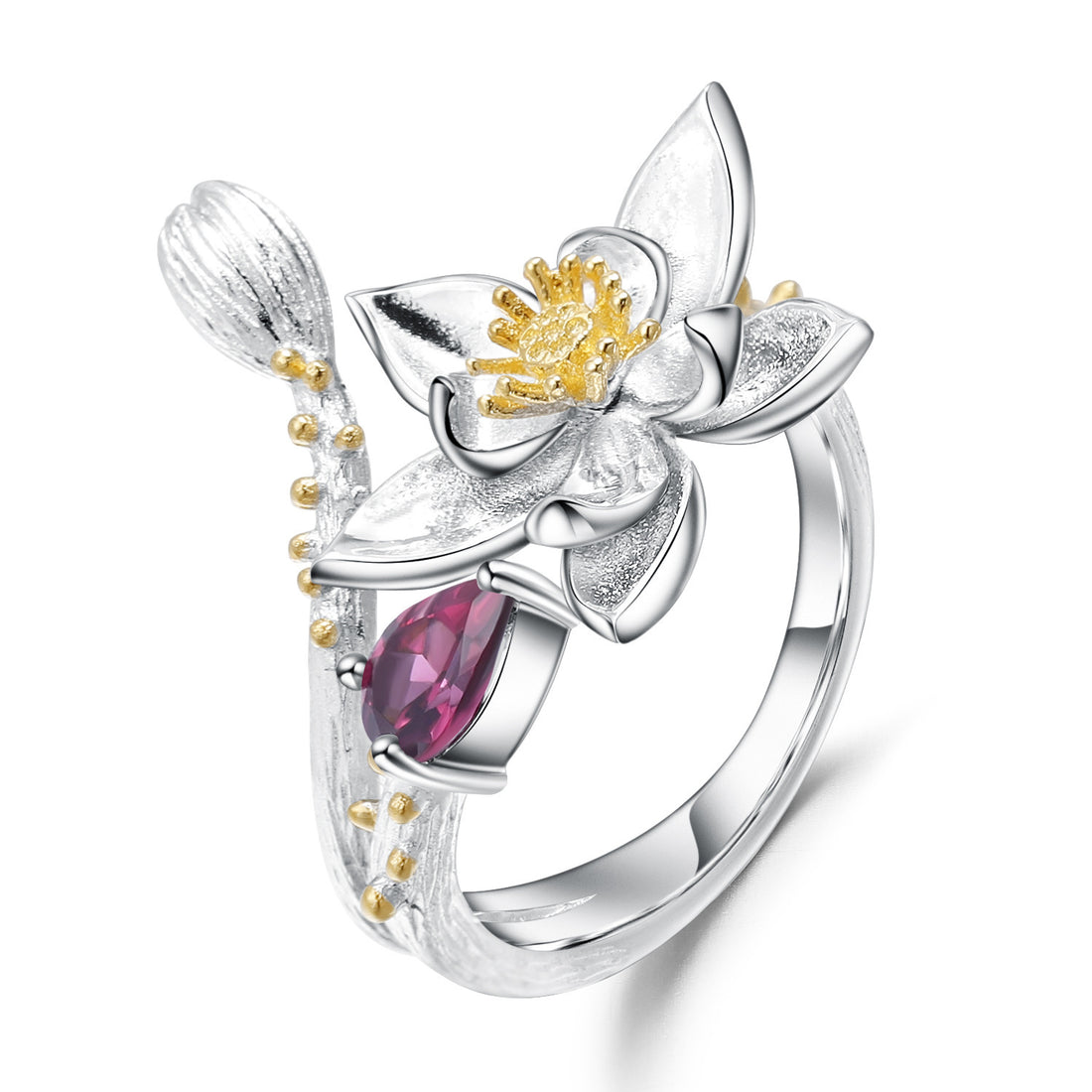 Ring Inlaid With Gem Natural Wind Flowers