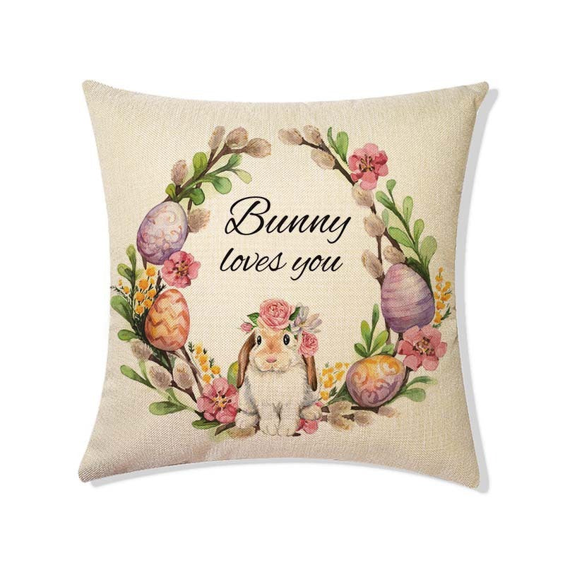 Rabbit Easter Eggs Truck Flower Basket Cushion Cover Throw Pillow Cover Nordic Room Decoration For Home Car Sofa Couch