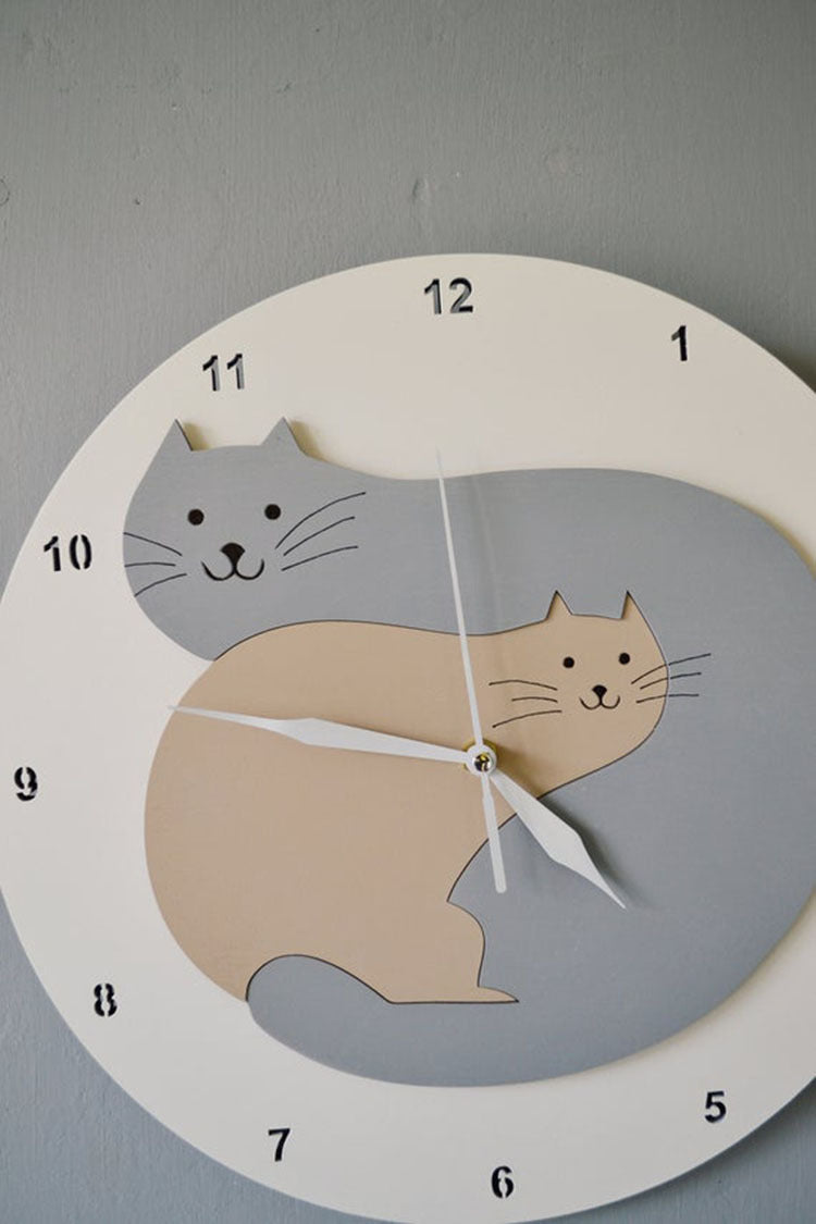 Cute Cartoon Kitten Wall Clock Home Decoration