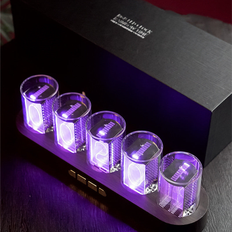 Digital Tube Clock With RGB LED Glows For Home Desktop Decoration Luxury Box Packing For Gift Idea