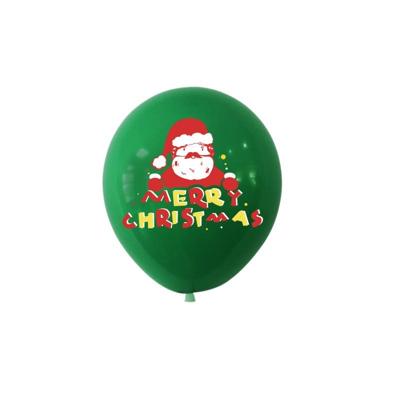 New Christmas Theme 12-inch Latex Printed Balloon Elk Santa Claus Home Store Christmas Decoration