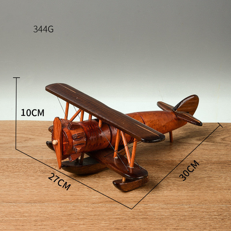 Retro Wooden Airplane Decoration Creative Home Desktop