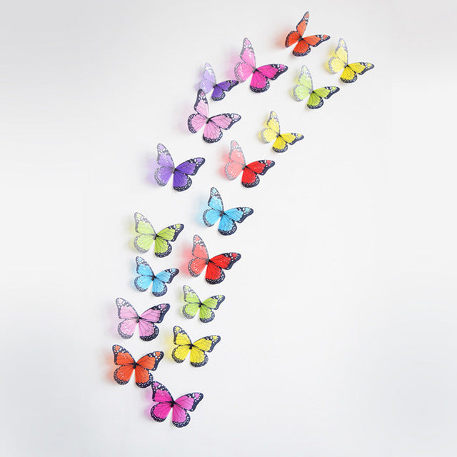 18PCs 3D Crystal Butterfly Wall Stickers OPP Bags Children Living Room Beautiful Butterfly Room Wall Stickers Home Decoration