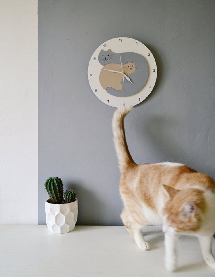 Cute Cartoon Kitten Wall Clock Home Decoration