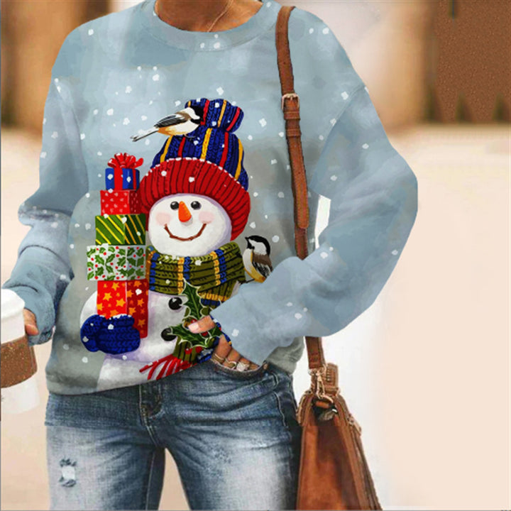 Christmas Snowman Christmas Loose Round Neck Casual Long Sleeve Sweatshirt