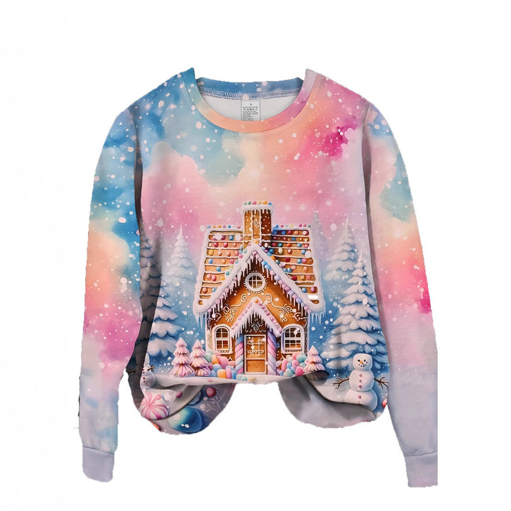 Christmas Christmas Building Snowman Snowflake Graphic Sweater