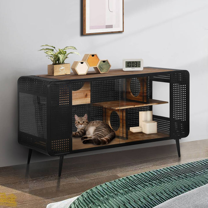 Spacious Cat House With Tempered Glass For Living Room, Hallway