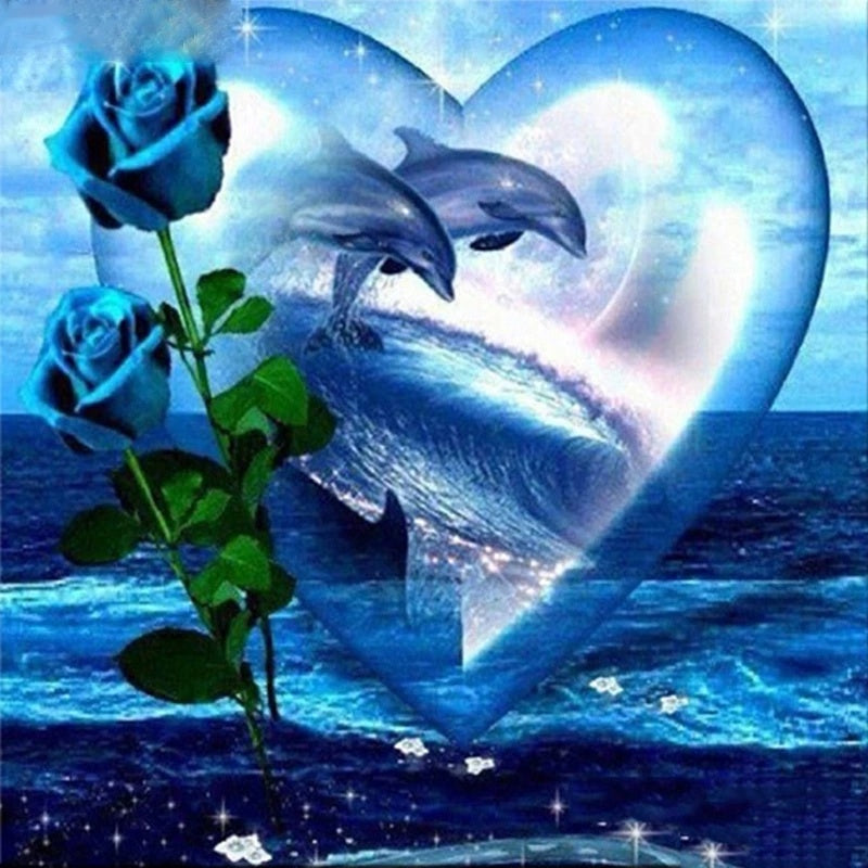 All Square Round Diamond 5D DIY Diamond Painting Animal Dolphin Lover 3D Embroidery Cross Stitch 5D Home Decoration Gift