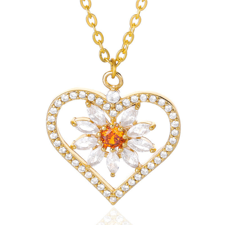 Simple New Product Heart-shaped Flower Hot Red Exotic Love Zircon