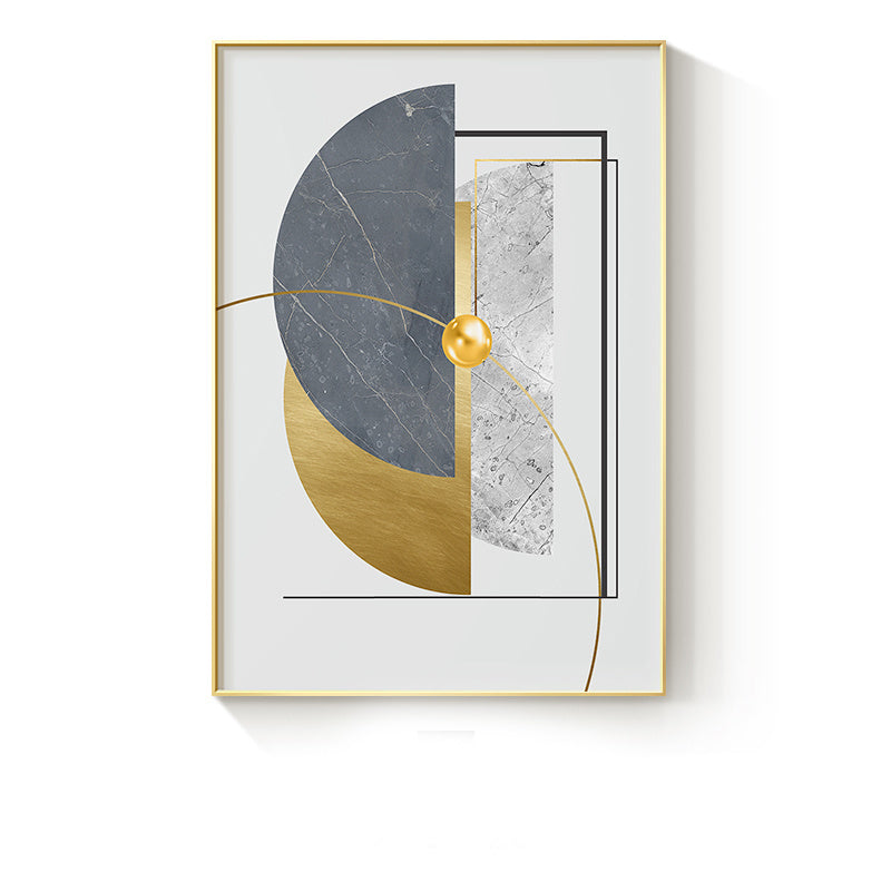 Home Decoration Golden Abstract Geometric Canvas Painting