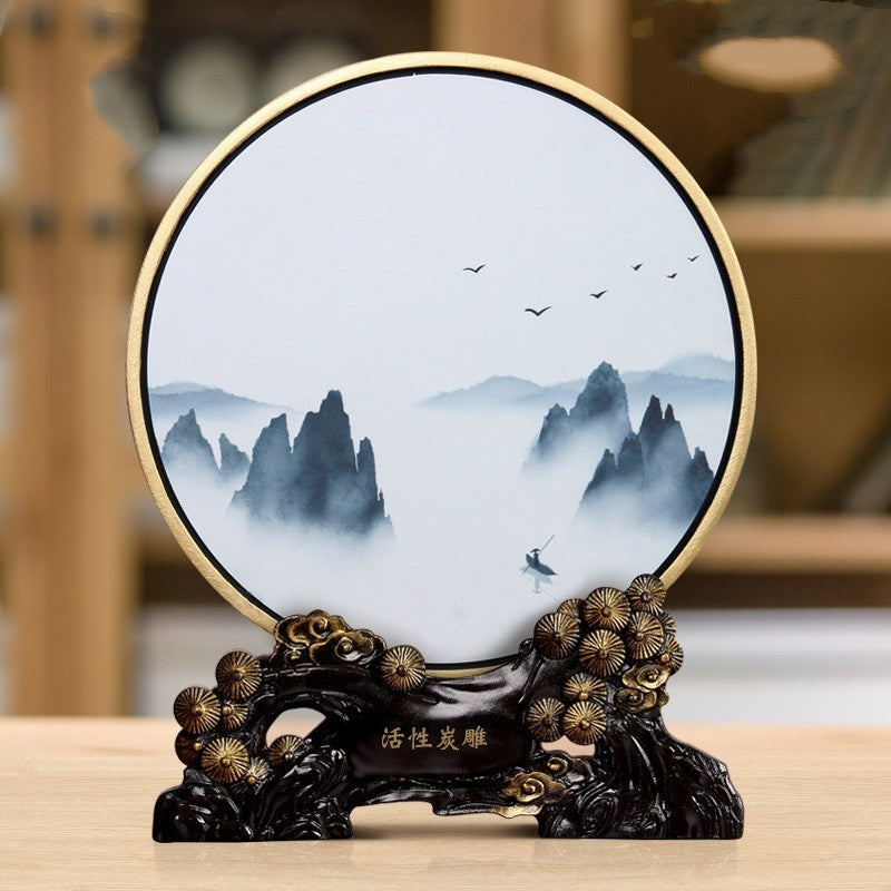 Decoration Artifact Zen Landscape Home Decoration Antique Frame Living Room Porch Ancient Style Decoration