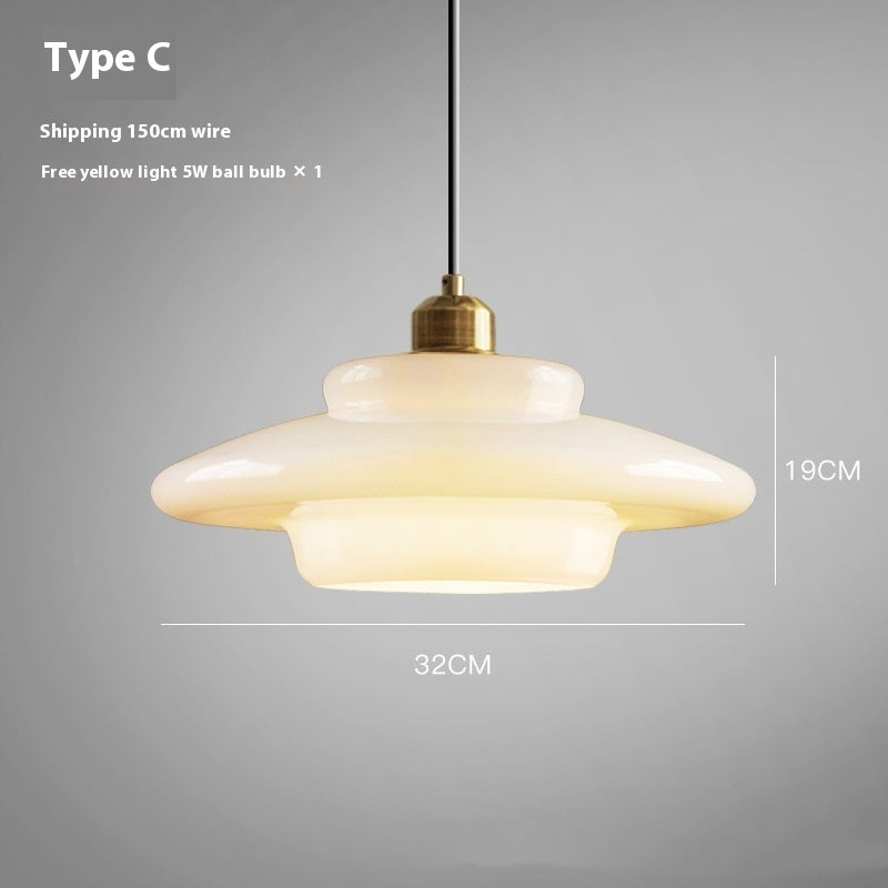 Modern Minimalist Lamps Creative Cream Style White Glass Chandelier