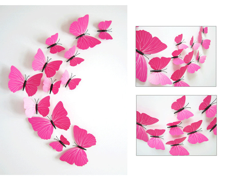 3D simulation butterfly 12 set home decoration ornaments factory direct single layer butterfly H-003 white