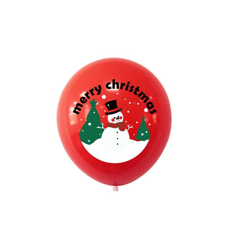 New Christmas Theme 12-inch Latex Printed Balloon Elk Santa Claus Home Store Christmas Decoration