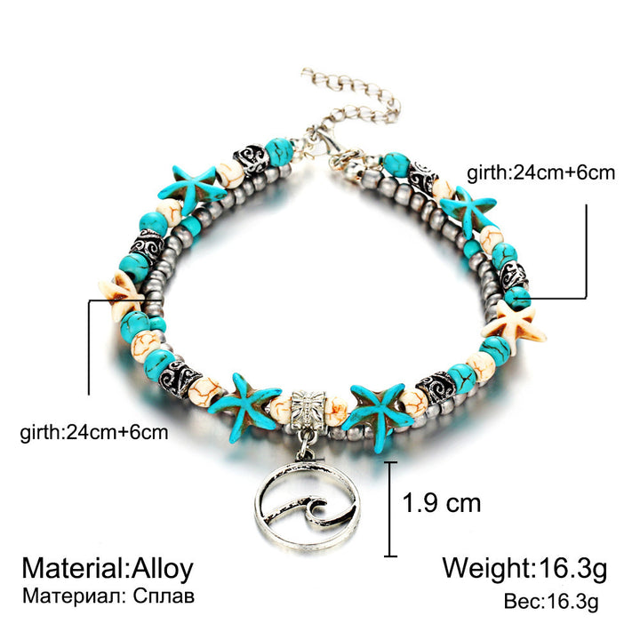 Simplicity Anklets Green Blue Color Star Fish Anklet Women Beach Foot Jewelry Leg Chain Ankle Bracelets Foot Accessory