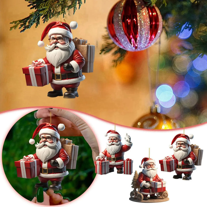 Acrylic Flat Christmas Cartoon Santa Claus Pendant Christmas Tree Pendant