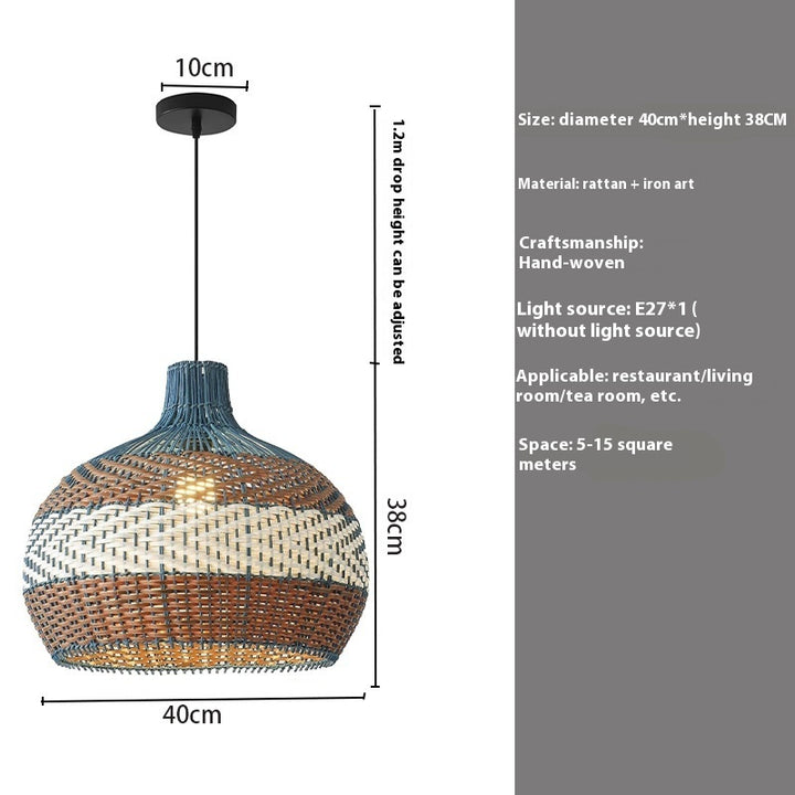 Rattan-weaved Ceiling Lamp Living Room Retro Creative Weaving Chandelier