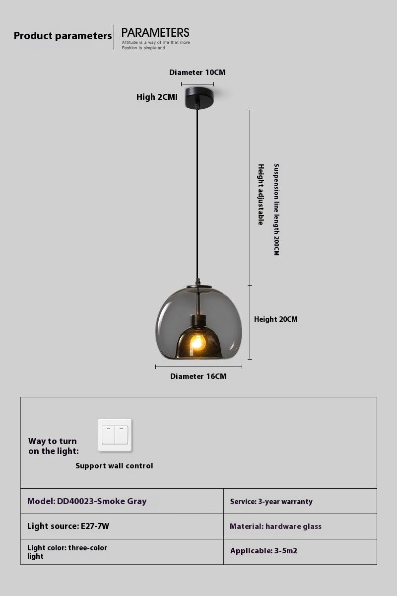 Nordic Creative Restaurant Chandelier Modern Simple Personality Minimalist Bar Small Droplight Three-head Glass Dining Table Lamps