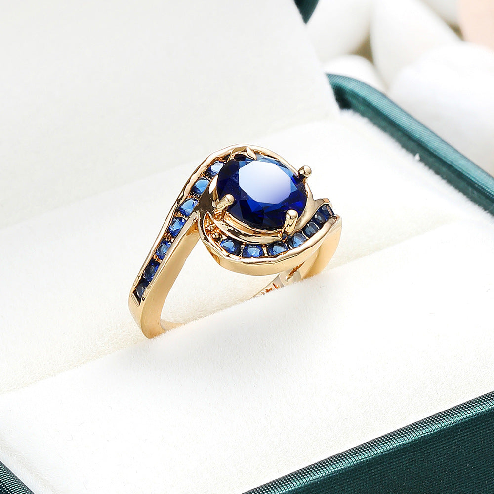 New Ring Blue Diamond Jewelry Fashion Jewelry In Europe And America