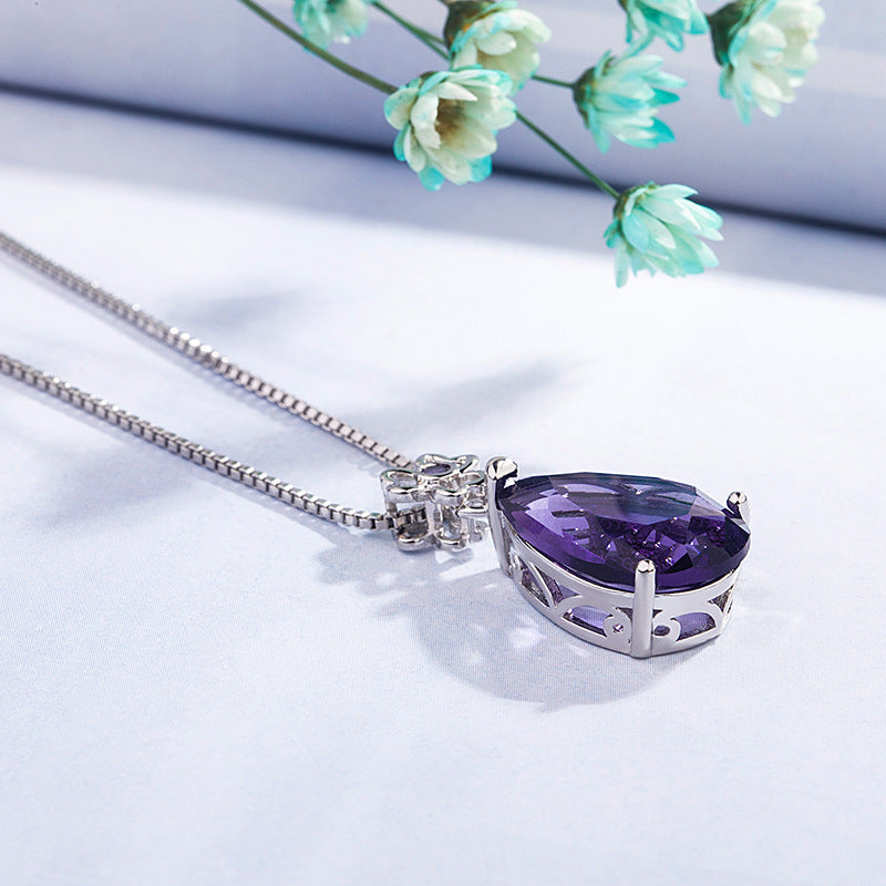 Women's Drop-shaped Amethyst Necklace Jewelry Gift