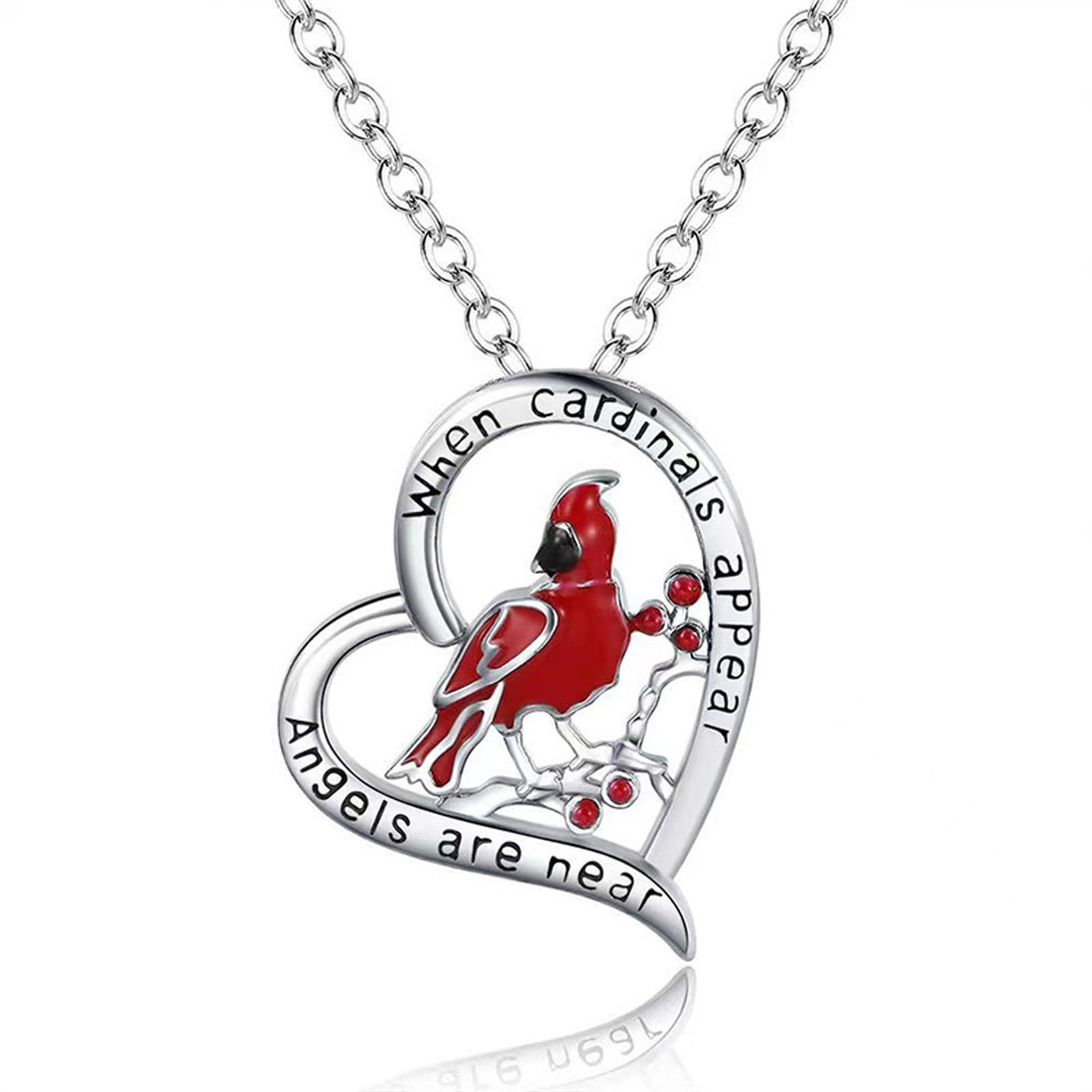 Creative Heart Shaped Cardinal Pendant Necklace, Exquisite Party Commemorative Accessory Gift Jewelry Anniversary Party Gifts, Valentine's Day Gift