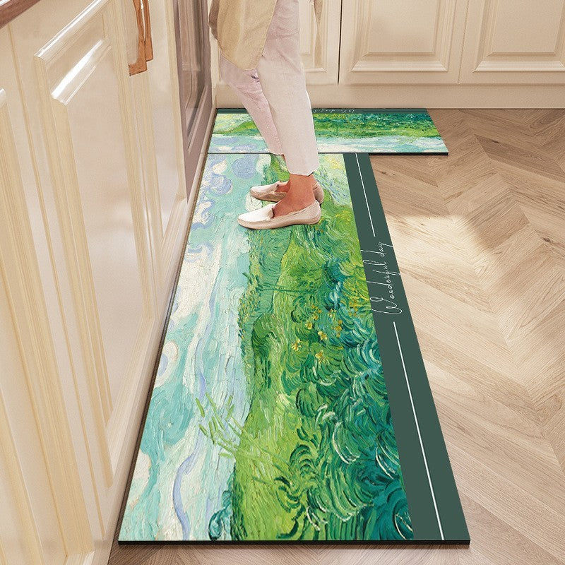 Kitchen New Diatom Mud Absorbent Oil-absorbing Foot Mats Non-slip Dirt-resistant Carpet