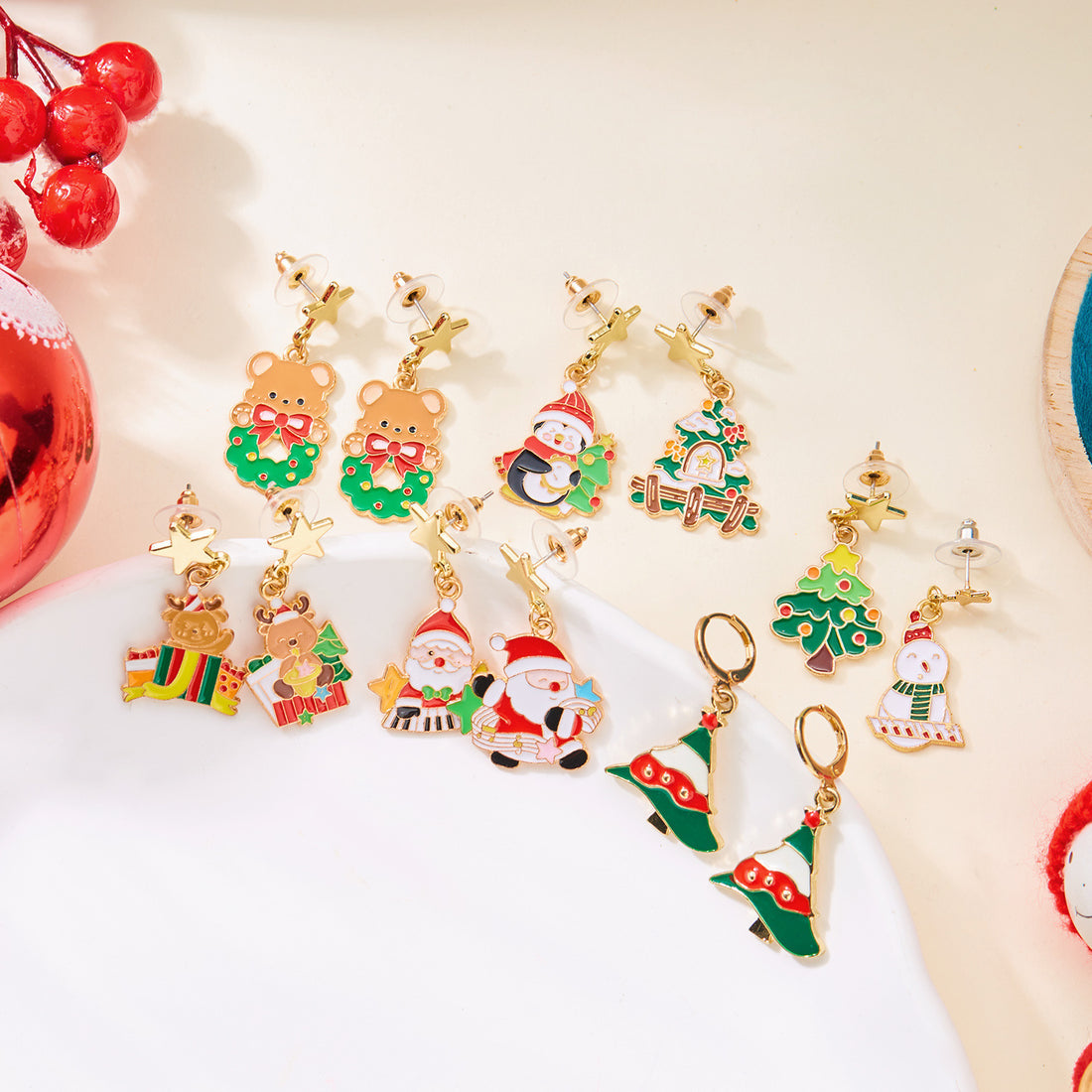 Christmas Earrings Women's Asymmetric Cartoon