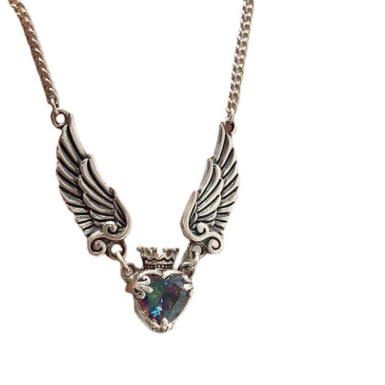 New Vintage Love Crown Wing Necklace Fashion Jewelry