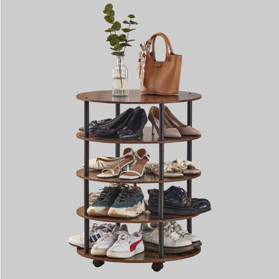 5-tier Round Wheeled Swivel Shoe Rack