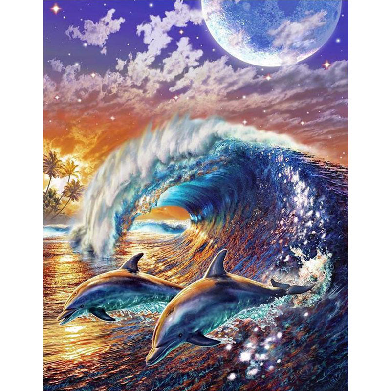 Wave Dolphin Stone Painting Home Decoration Gift