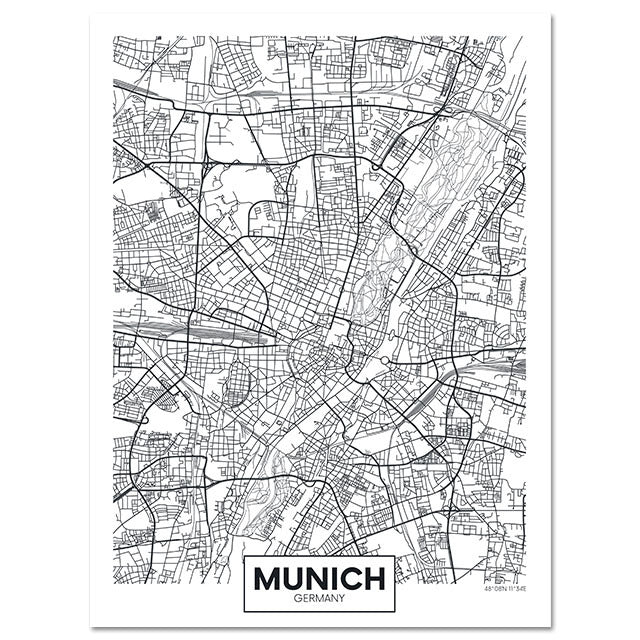 Fashion Home Decoration City Map Canvas Painting