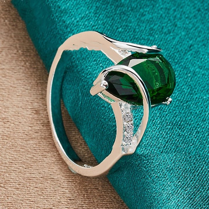 Water Drop Emerald Zircon Ring