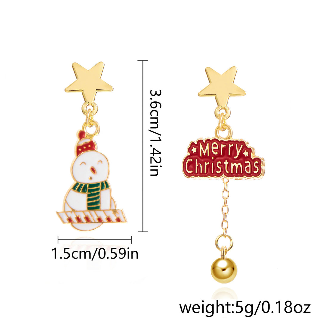 Christmas Earrings Women's Asymmetric Cartoon